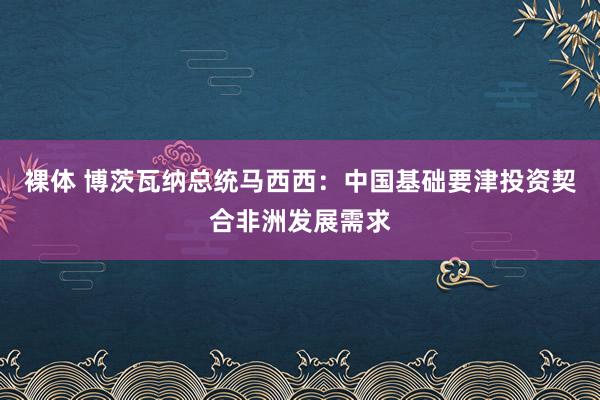 裸体 博茨瓦纳总统马西西：中国基础要津投资契合非洲发展需求