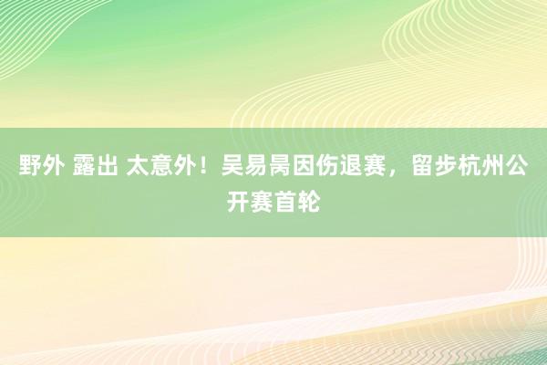 野外 露出 太意外！吴易昺因伤退赛，留步杭州公开赛首轮