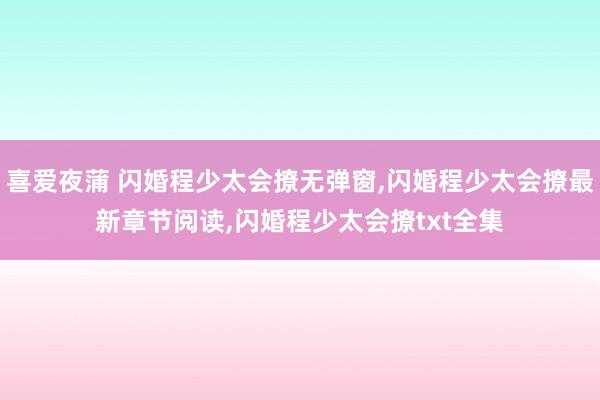 喜爱夜蒲 闪婚程少太会撩无弹窗，闪婚程少太会撩最新章节阅读，闪婚程少太会撩txt全集