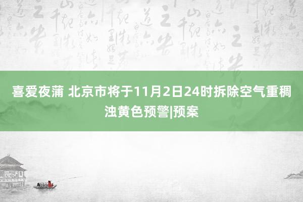 喜爱夜蒲 北京市将于11月2日24时拆除空气重稠浊黄色预警|预案