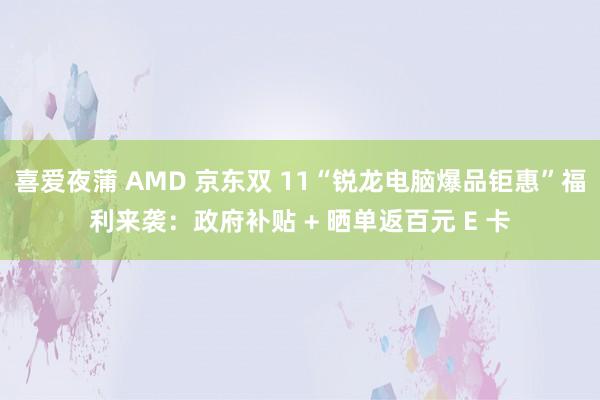 喜爱夜蒲 AMD 京东双 11“锐龙电脑爆品钜惠”福利来袭：政府补贴 + 晒单返百元 E 卡