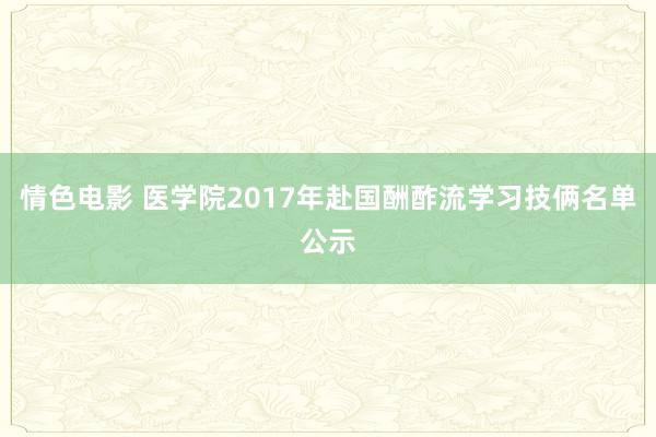 情色电影 医学院2017年赴国酬酢流学习技俩名单公示