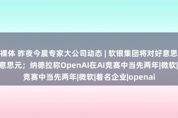 裸体 昨夜今晨专家大公司动态 | 软银集团将对好意思国投资1000亿好意思元；纳德拉称OpenAI在AI竞赛中当先两年|微软|着名企业|openai