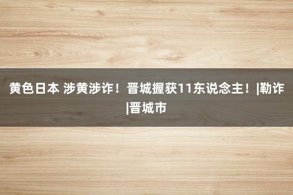 黄色日本 涉黄涉诈！晋城握获11东说念主！|勒诈|晋城市